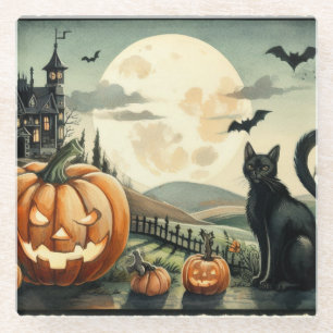 Halloween/Herfst/Herfst/pompoen/poes Glazen Onderzetter