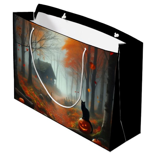Halloween/Herfst/Herfst/pompoen/poes Groot Cadeauzakje (Achterkant Gekanteld)