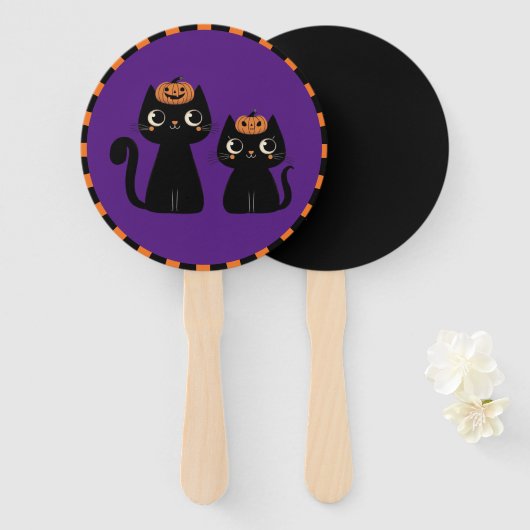 Halloween/Herfst/Herfst/pompoen/poes Handwaaier (Voorkant en achterkant)