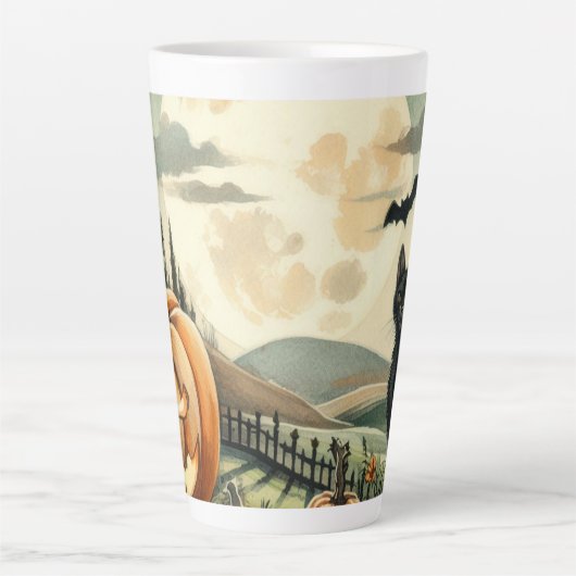 Halloween/Herfst/Herfst/pompoen/poes Latte Mok (Voorkant)