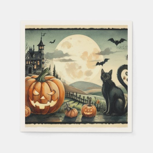Halloween/Herfst/Herfst/pompoen/poes Servet (Voorkant)