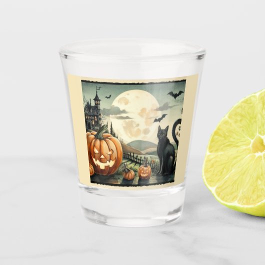 Halloween/Herfst/Herfst/pompoen/poes Shot Glas (Voorkant)