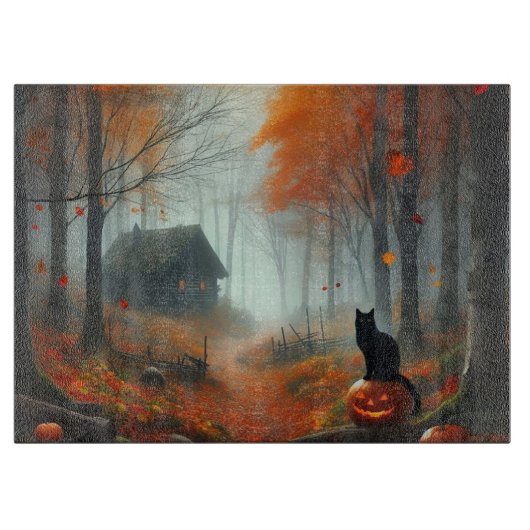 Halloween/Herfst/Herfst/pompoen/poes Snijplank (Voorkant)