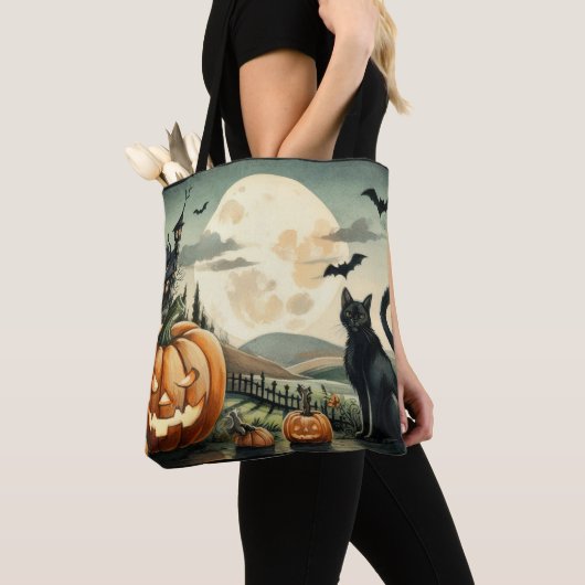 Halloween/Herfst/Herfst/pompoen/poes Tote Bag (Dichtbij)