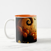 Halloween/herfst/Herfst/Pompoen Tweekleurige Koffiemok (Links)