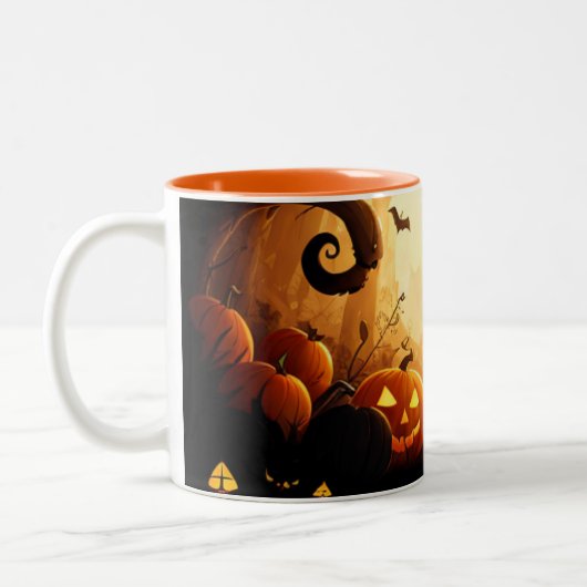 Halloween/herfst/Herfst/Pompoen Tweekleurige Koffiemok (Links)