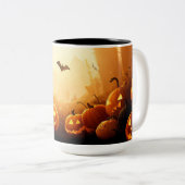 Halloween/herfst/Herfst/Pompoen Tweekleurige Koffiemok (Voorkant rechts)