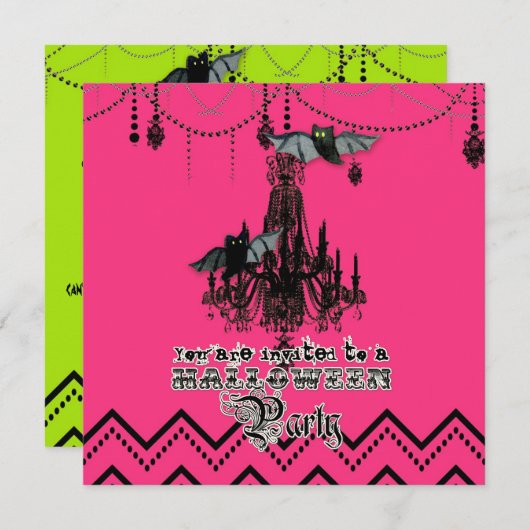 Halloween Herfst Kroonluchter Bat Chevron Zig Zag Kaart (Voorkant / Achterkant)