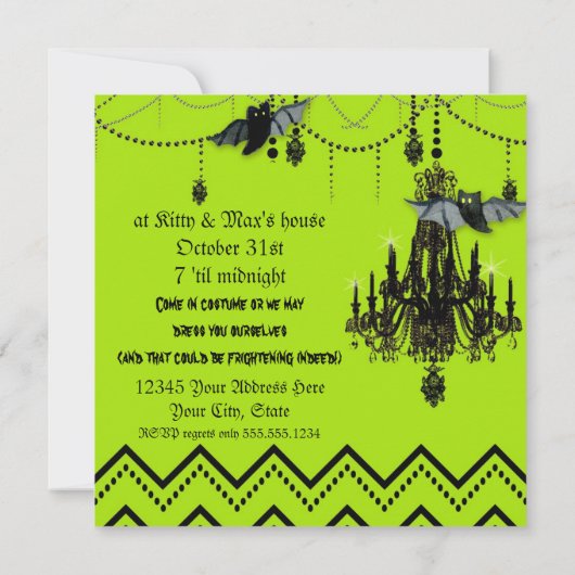 Halloween Herfst Kroonluchter Bat Chevron Zig Zag Kaart (Achterkant)
