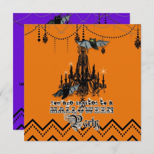 Halloween Herfst Kroonluchter Bat Chevron Zig Zag Kaart (Voorkant / Achterkant)