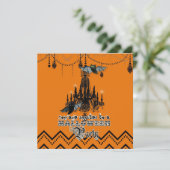 Halloween Herfst Kroonluchter Bat Chevron Zig Zag Kaart (Staand voorkant)