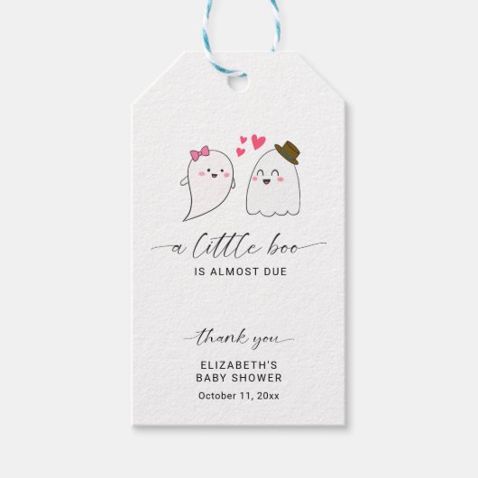 Halloween Herfst Little Boo Baby shower QR-code Cadeaulabel (Voorkant)