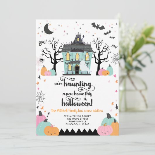 Halloween Herfst Nieuw adres Nieuwe Home Aankondig Kaart (Staand voorkant)