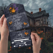 Halloween Herfst Oktober Oranje Roos bruiloft All In One Uitnodiging