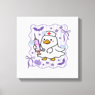 Halloween Herfst Paarse Coquette Gans Verpleegster Canvas Afdruk