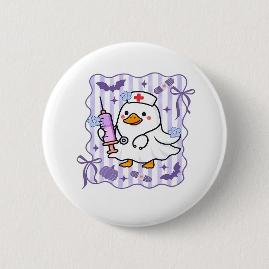 Halloween Herfst Paarse Coquette Goose Nurse Aesth Ronde Button 5,7 Cm (Voorkant)