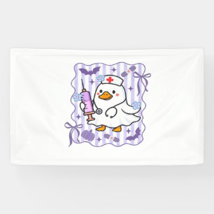 Halloween Herfst Paarse Coquette Goose Nurse Aesth Spandoek