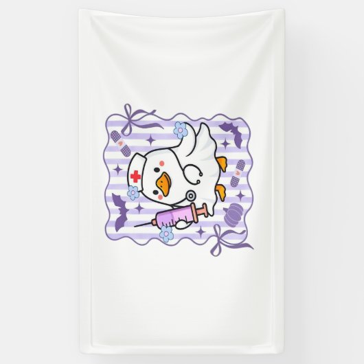 Halloween Herfst Paarse Coquette Goose Nurse Aesth Spandoek (Verticaal)