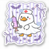 Halloween Herfst Paarse Coquette Goose Nurse Aesth Sticker (Voorkant)