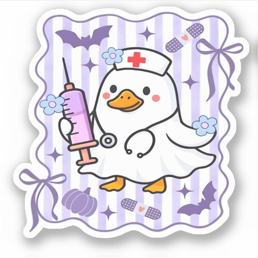 Halloween Herfst Paarse Coquette Goose Nurse Aesth Sticker (Voorkant)
