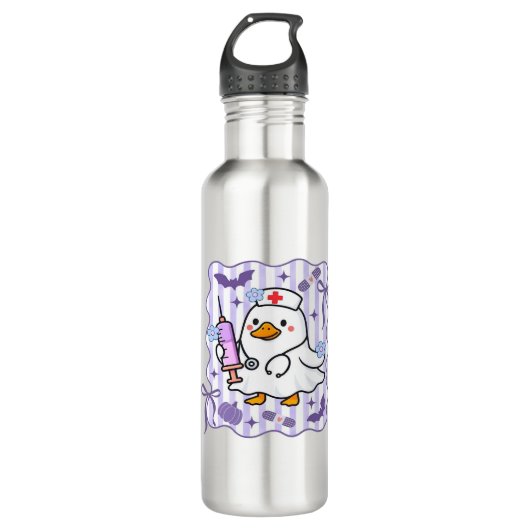 Halloween Herfst Paarse Coquette Goose Nurse Aesth Waterfles (Voorkant)