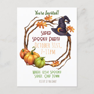 Halloween Herfst Party Invitation Pumpkin Witch Briefkaart