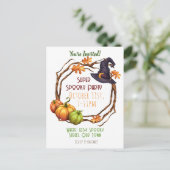 Halloween Herfst Party Invitation Pumpkin Witch Briefkaart (Staand voorkant)
