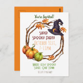 Halloween Herfst Party Invitation Pumpkin Witch Briefkaart (Voorkant / Achterkant)