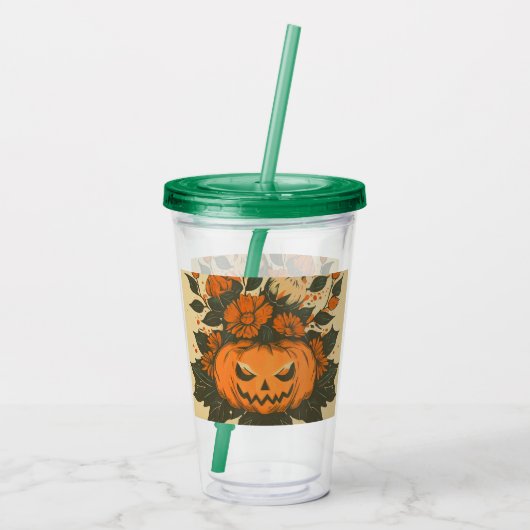/Halloween/Herfst/pompoen Acryl Drinkbeker (Achterkant)