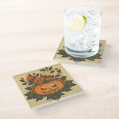 /Halloween/Herfst/pompoen Glazen Onderzetter (Schuin)