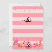 Halloween Herfst pompoen heks roze baby meisje dou Kaart (Achterkant)