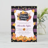 Halloween Herfst pompoen heks Schattige baby meisj Kaart (Staand voorkant)