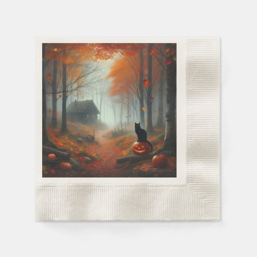 Halloween/herfst/pompoen/kat Servet (Voorkant)