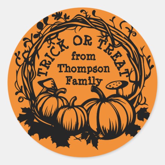 Halloween Herfst pompoen krans Trick or treat Ronde Sticker (Voorkant)