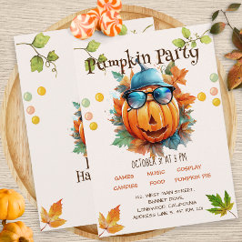 Halloween Herfst Pompoen Verjaardagsfeest Uitnodig Kaart