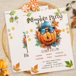 Halloween Herfst Pompoen Verjaardagsfeest Uitnodig Kaart