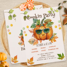 Halloween Herfst Pompoen Verjaardagsfeest Uitnodig