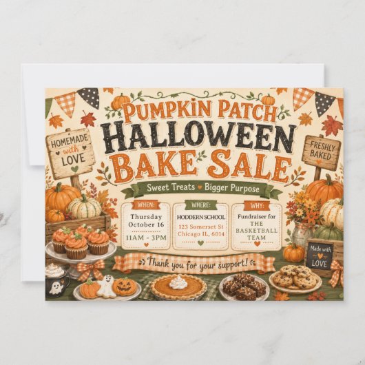 Halloween Herfst Pompoenveld Bakverkoop Kaart (Voorkant)