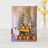 Halloween Herfst Pumpkins and Cornstalk display Ka Kaart (Gele Bloem)