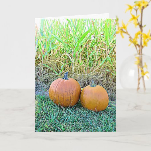 Halloween Herfst Pumpkins Kaart (Gele Bloem)
