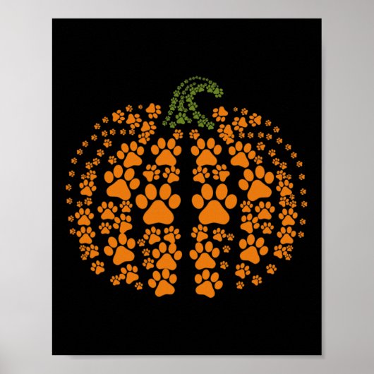 Halloween Herfst Schattige Paws Pompoen Pet Lovers Poster (Voorkant)