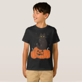 Halloween Herfst Spooky Cat Met Pompoen T-shirt (Voorkant volledig)