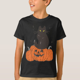 Halloween Herfst Spooky Cat Met Pompoen T-shirt