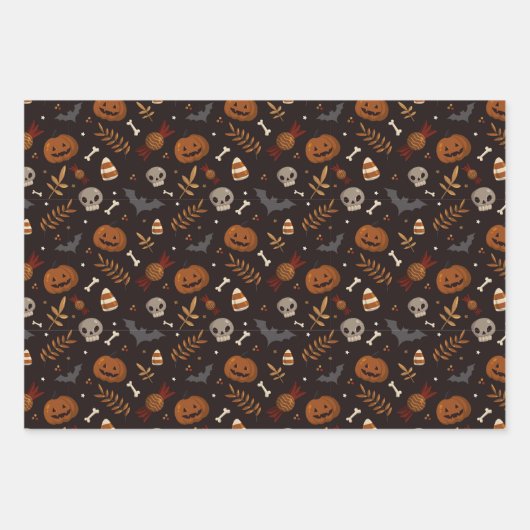Halloween Herfst Spooky Patterns Inpakpapier Vel (Voorkant 2)