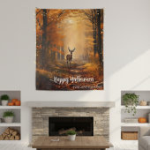 Halloween Herfst Thanksgiving Bos Herten Wandkleed