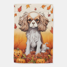 Halloween, Herfst-thema, Blenheim Cavalier Spaniel Tuinvlag