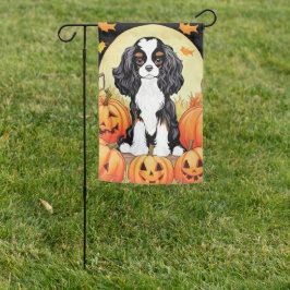 Halloween, Herfst-thema, Tri kleur Cavalier Spanie Tuinvlag