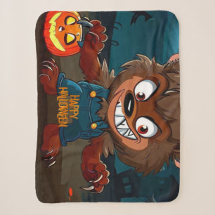 Halloween/Herfst/Weerwolf/Cartoon Sherpa Deken