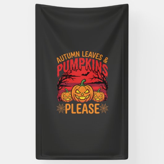 Halloween Herfstbladeren en Pompoenen Graag Ontwer Spandoek (Verticaal)