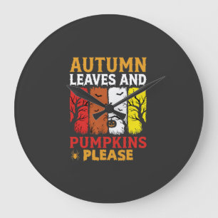 Halloween Herfstbladeren en Pompoenen Vintage Ontw Grote Klok